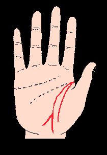 生命線，手掌生命線圖解，手相生命線算命圖解